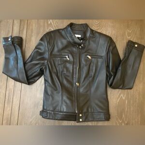 Hugo Buscati Womens Vintage Leather Motorcycle Jacket Black Size Small